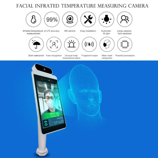 8 Inch Face Recognition Temperature Measurement Kiosk Build with Hand Sanitizer Dispenser, Support Face Comparison Library/Attendance Machine/Visitor Management System - Image 6